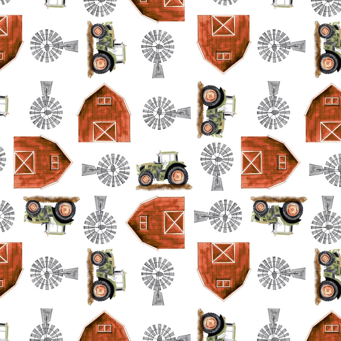 White Barns and Tractors 6 Inch repeat # BQ4382-01