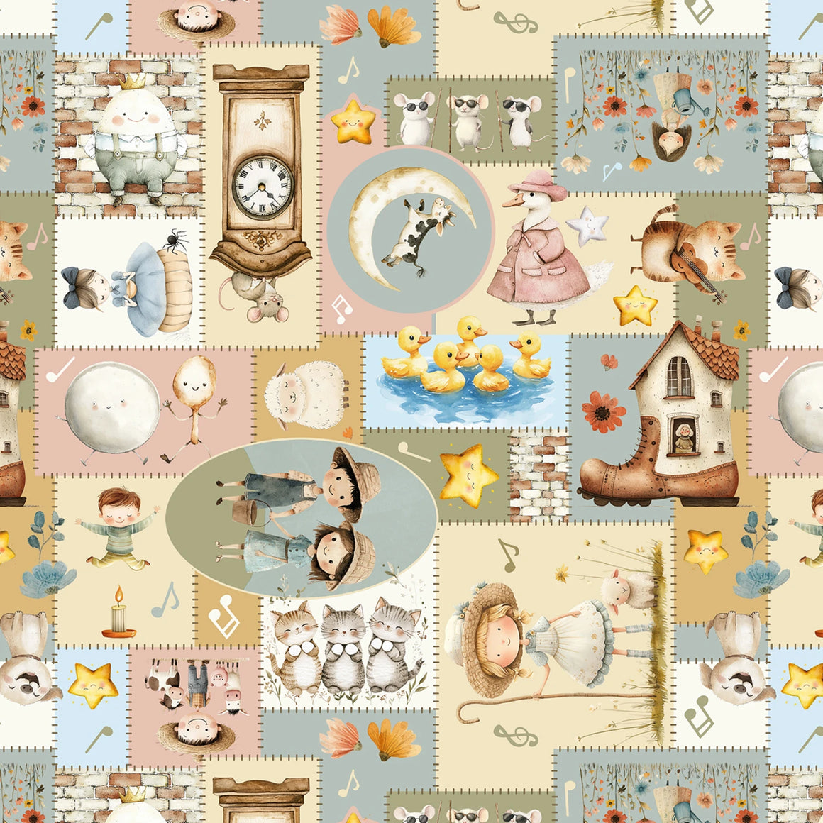 Ivory Nursery Rhyme Patchwork 13 Inch # BQ4842-41